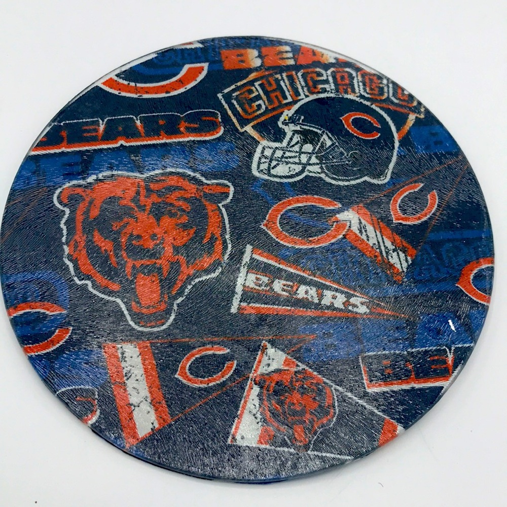 Chicago Bears glass  cutting board ( handmade)